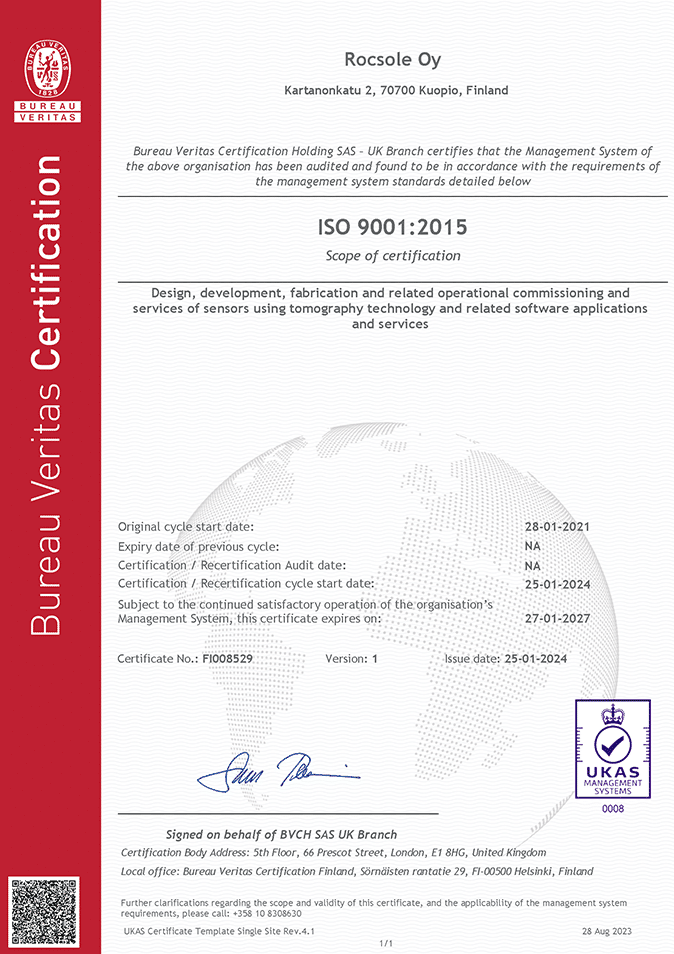 Rocsole ISO 9001:2015 Certificate